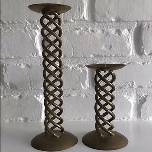 Vintage Brass Spiral Candle Holders (2)